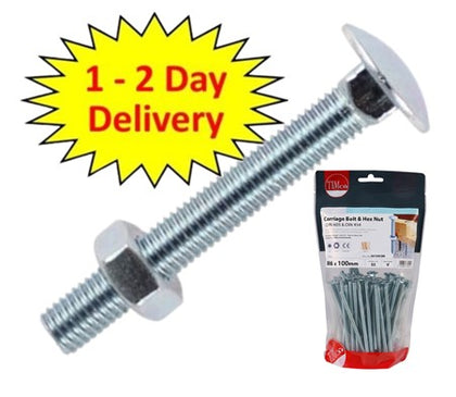 TIMCO Carriage / Coach Bolts & Hex Nuts - Bright Zinc plated I The Builders Merchant Group Ltd