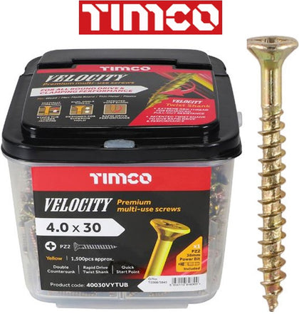 TIMCO Velocity Premium Multi-Use Screws Pozi CSK ZYP TUB I The Builders Merchant Group Ltd