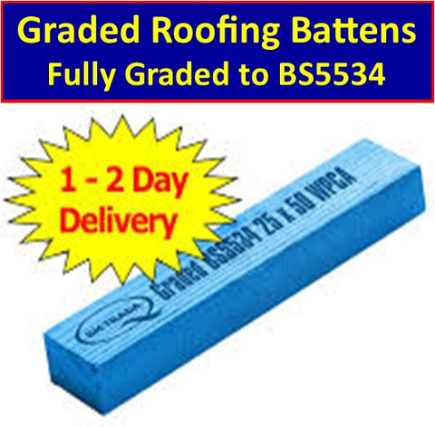 50 x 25mm (2" x 1") Graded Blue Roofing Tile Battens Treated - 3.6m I The Builders Merchant Group Ltd