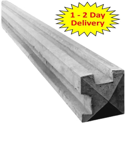 8ft - Corner Concrete Slotted 5"x5" Fence Post - 125mm x 125mm x 2440mm I The Builders Merchant Group Ltd