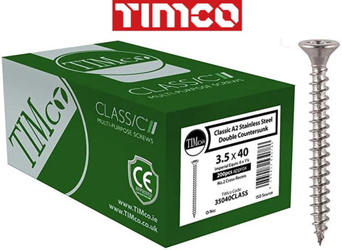 TIMCO Classic Multi-Purpose Woodscrews PZ1 CSK A2 Stainless Steel I The Builders Merchant Group Ltd