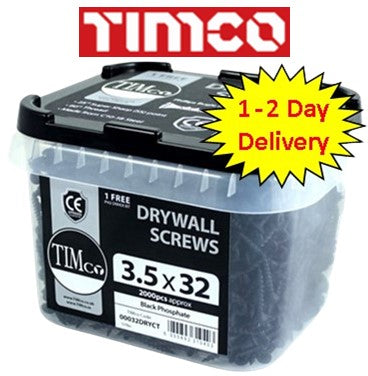 3.5 x 32mm Black Phosphate Fine Thread Phillips Timco Drywall Screws I The Builders Merchant Group Ltd