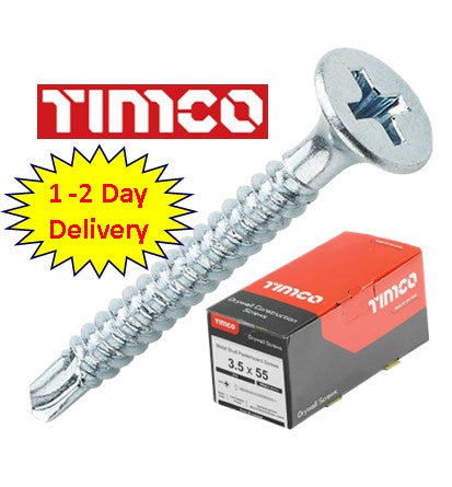 4.8 x 100mm Zinc Plated Fine Thread Phillips Timco Drywall Screws I The Builders Merchant Group Ltd