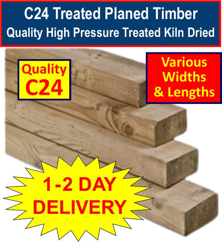 150 x 47mm (6" x 2") Sawn Treated Wood Kiln Dried Timber FSC - 3.0m
